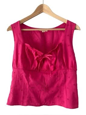 The General Good Eyelet Sleeveless Corset Top Hot Pink